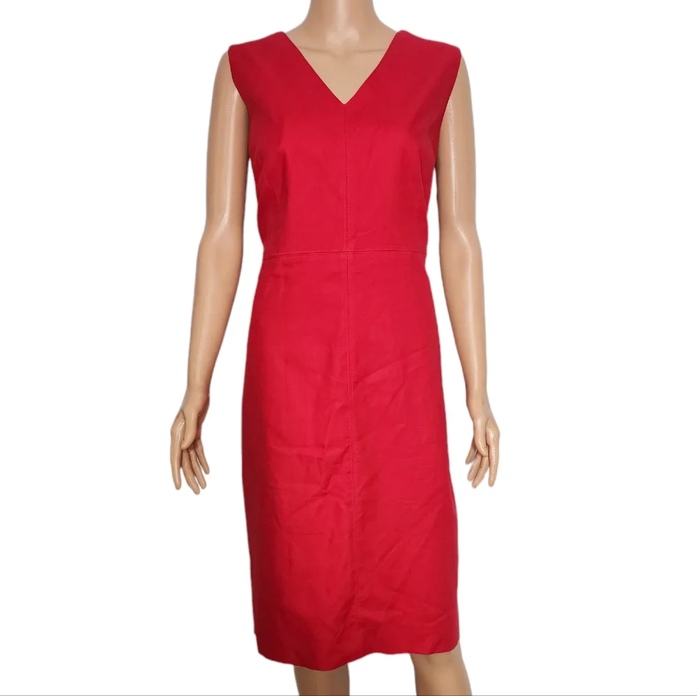 J.CREW  Red V Neck Sleeveless Sheath Dress Plus Size‎ 20